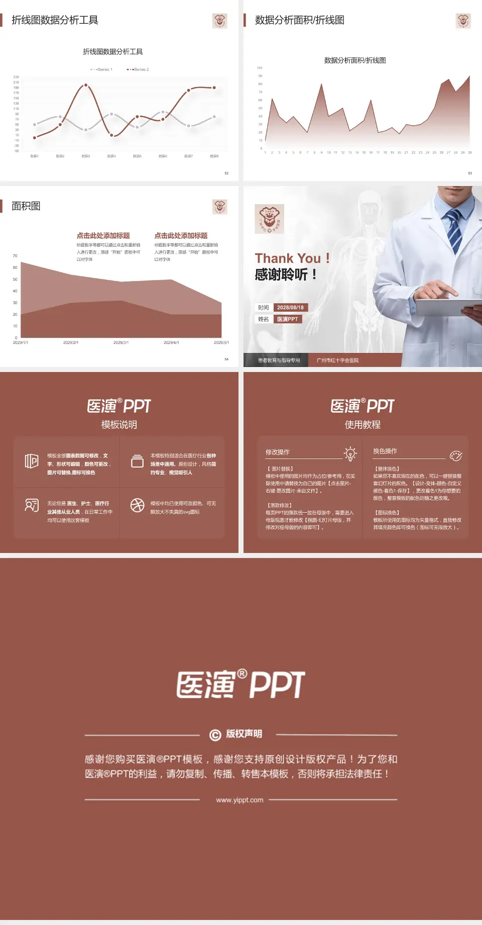 广州市红十字会医院患者教育与指导PPT模板4:3格式幻灯片预览图7