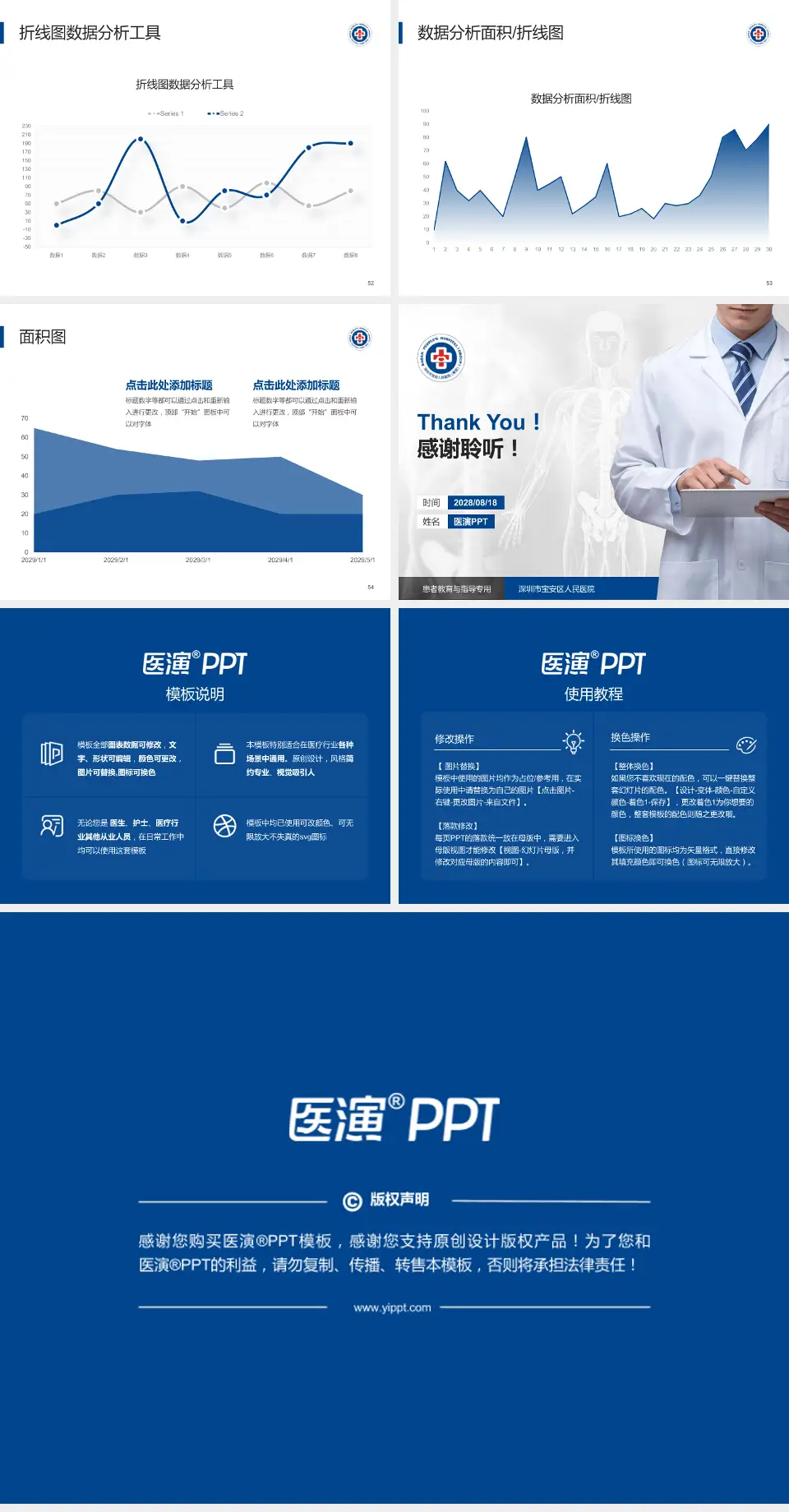 深圳市宝安区人民医院患者教育与指导PPT模板4:3格式幻灯片预览图7