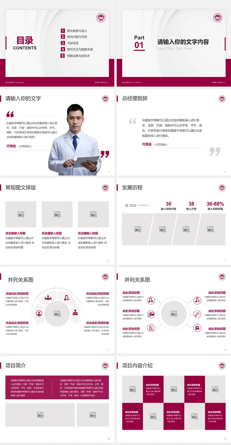 深圳大学总医院医院管理报告PPT模板4:3格式幻灯片预览图2