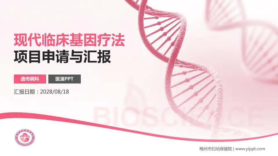 梅州市妇幼保健院项目申请与汇报PPT模板16:9格式PPT封面效果预览图