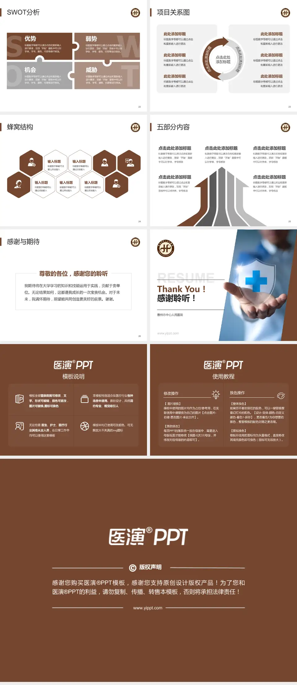 惠州市中心人民医院个人求职应聘简历PPT模板4:3格式幻灯片预览图4