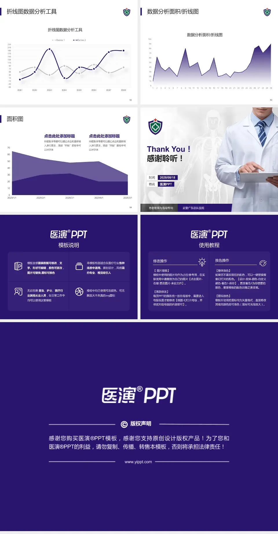 武警广东总队医院患者教育与指导PPT模板4:3格式幻灯片预览图7