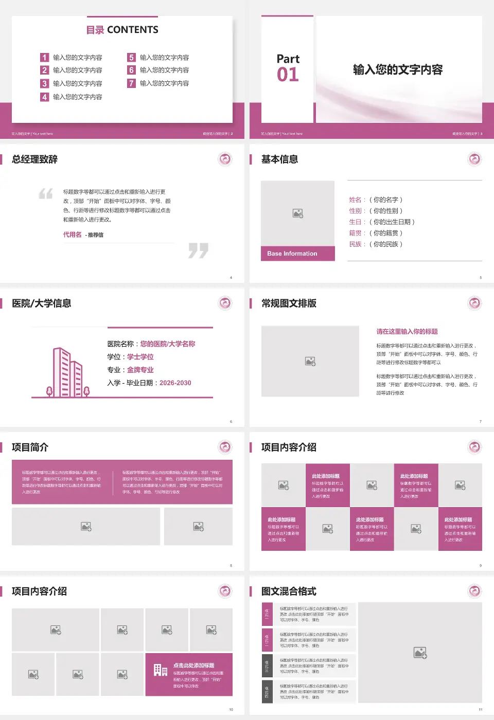 汕头市金平区金园妇幼保健院个人求职应聘简历PPT模板16:9格式幻灯片预览图2