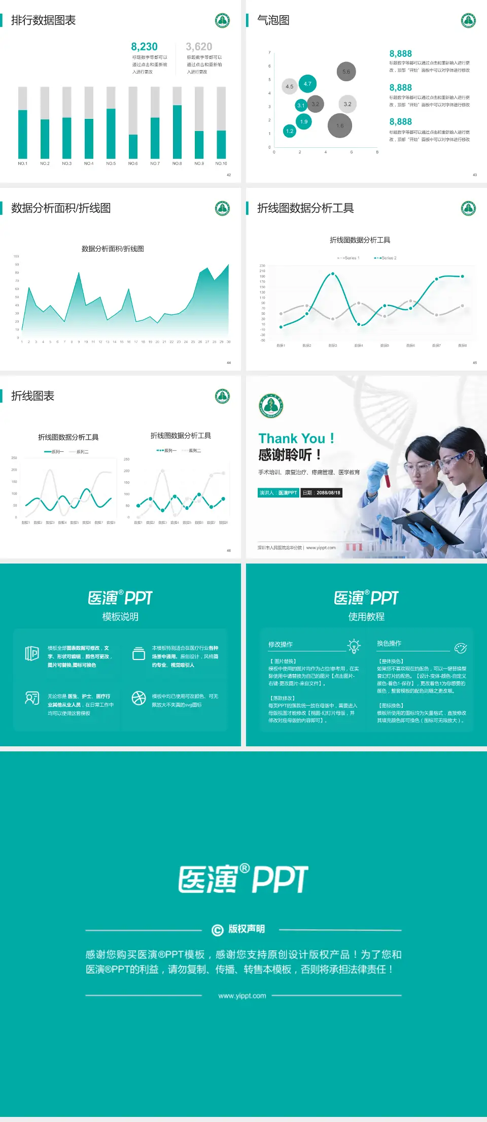 深圳市人民医院龙华分院科研成果展示PPT模板4:3格式幻灯片预览图6