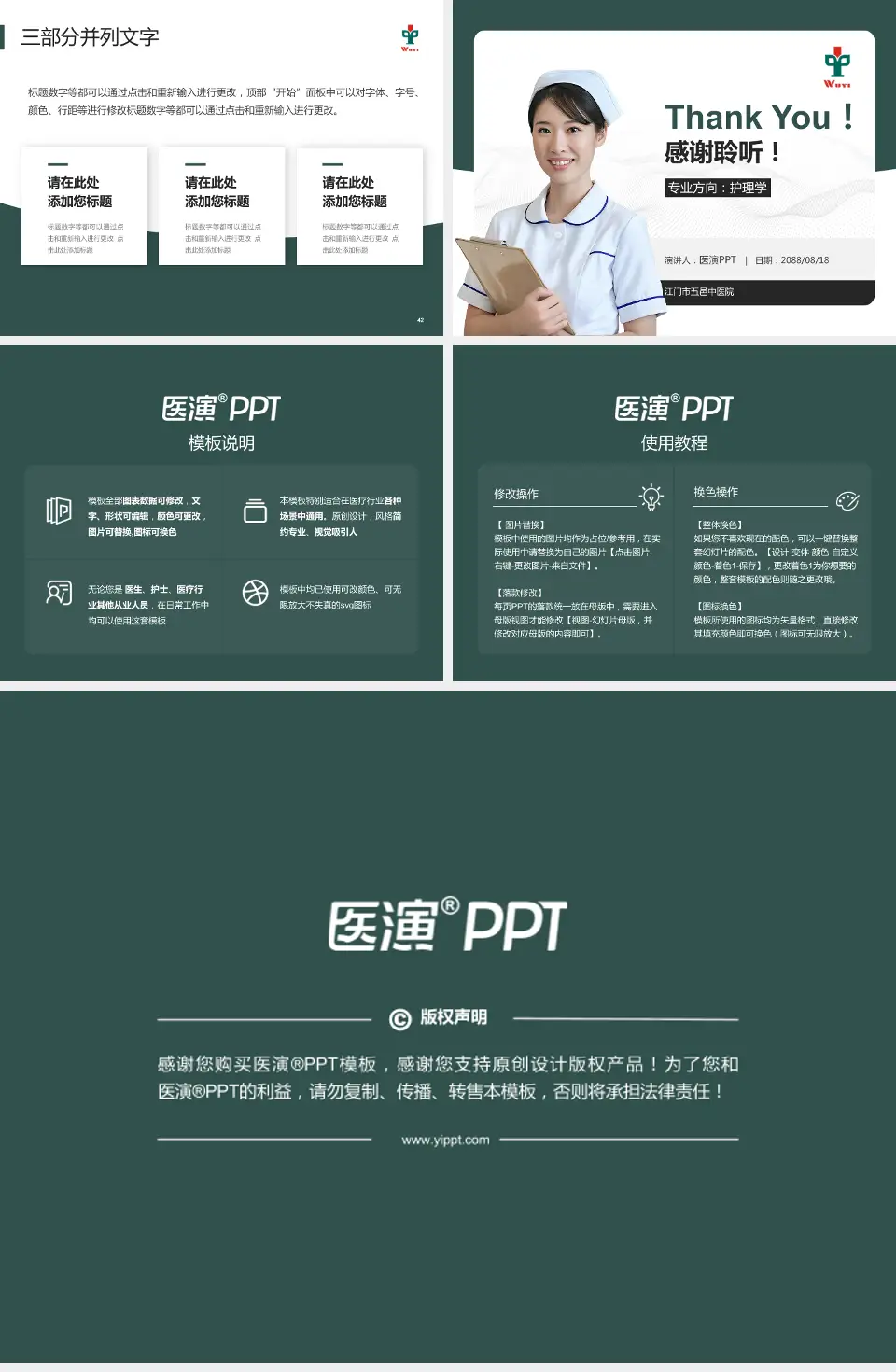 江门市五邑中医院护理专业职业生涯规划PPT模板4:3格式幻灯片预览图6