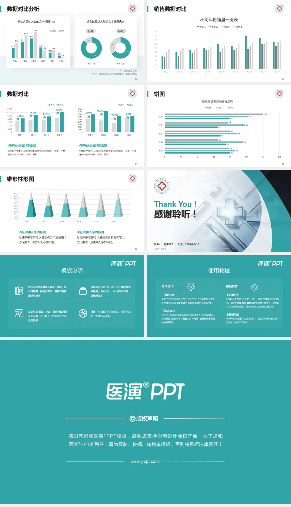 广州东仁医院医疗行业比赛专用PPT模板16:9格式幻灯片预览图7