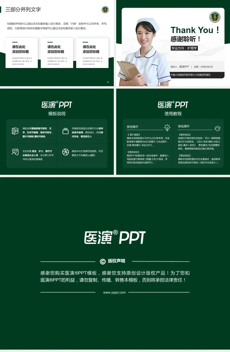 中国人民解放军陆军第七十四集团军医院护理专业职业生涯规划PPT模板4:3格式幻灯片预览图6