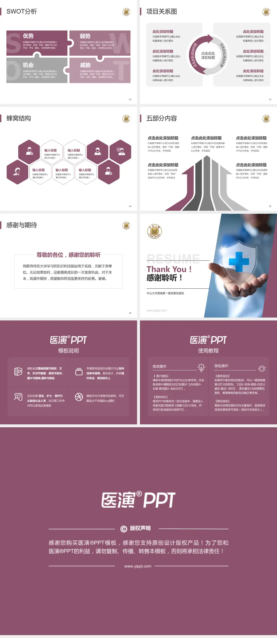 中山大学附属第一医院惠亚医院个人求职应聘简历PPT模板4:3格式幻灯片预览图4