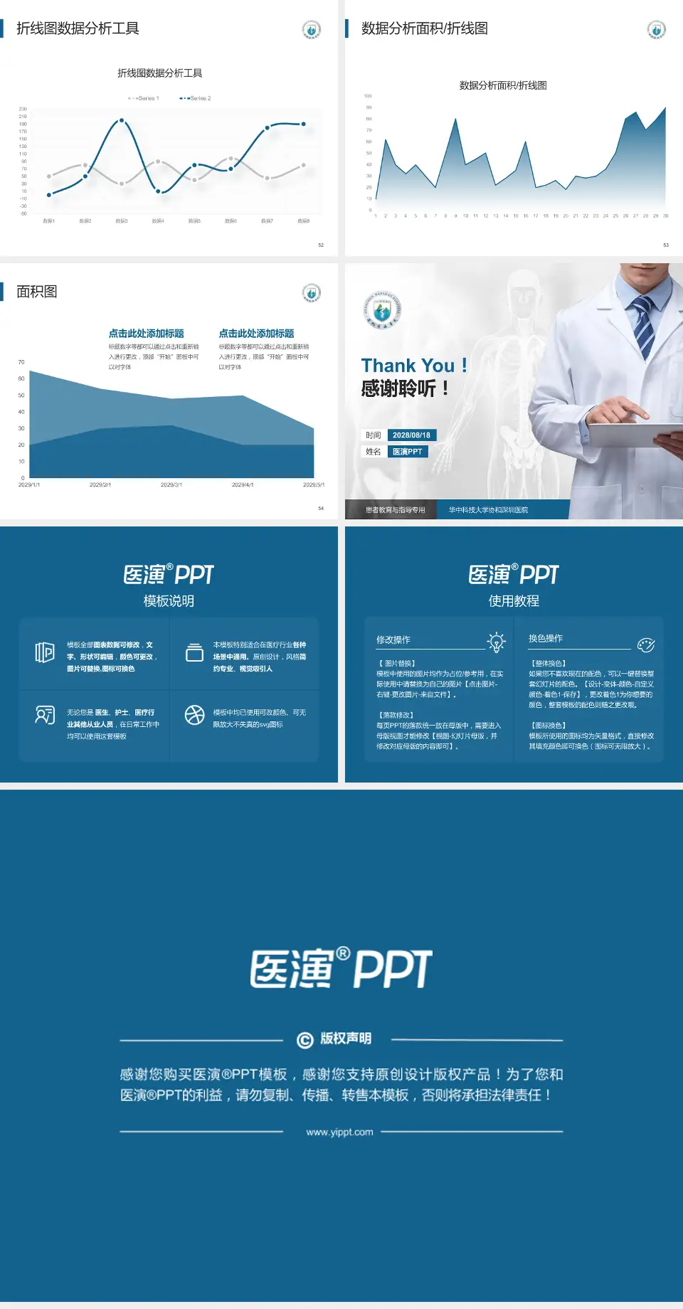华中科技大学协和深圳医院患者教育与指导PPT模板4:3格式幻灯片预览图7