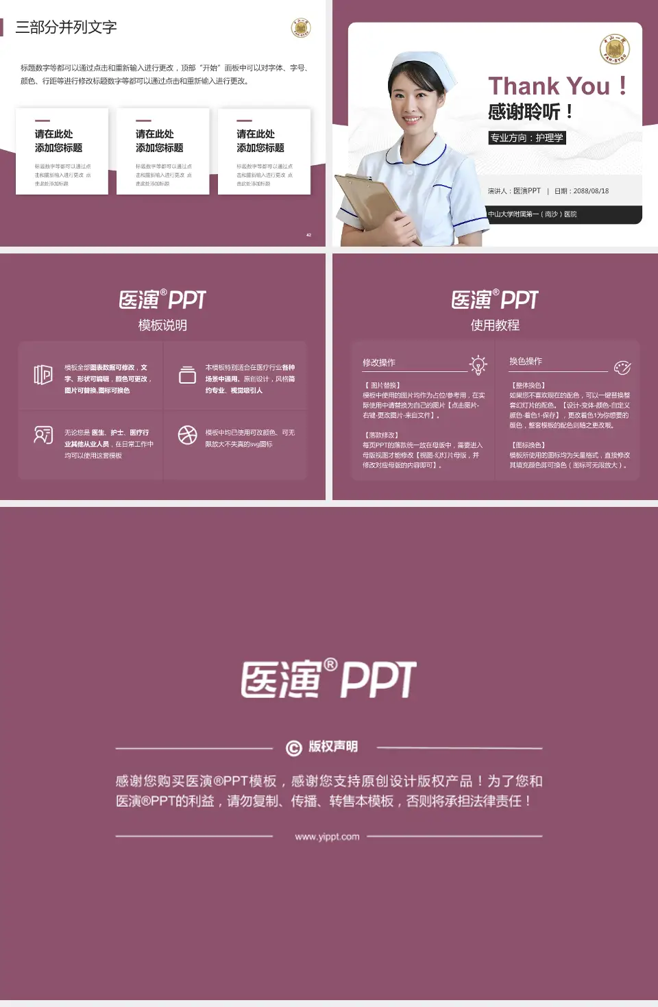 中山大学附属第一（南沙）医院护理专业职业生涯规划PPT模板4:3格式幻灯片预览图6