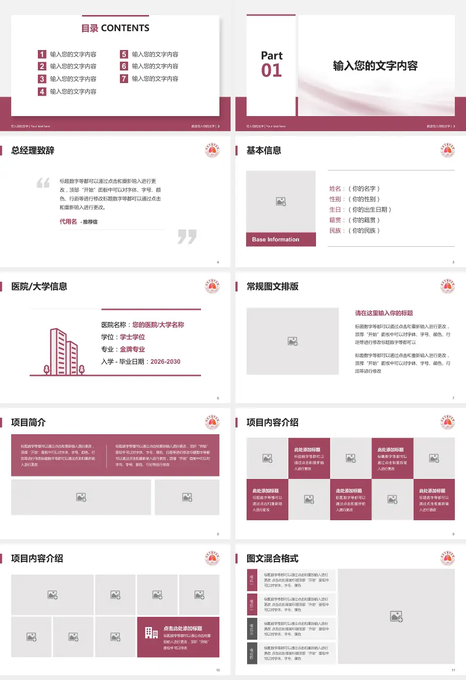 西安市胸科医院个人求职应聘简历PPT模板16:9格式幻灯片预览图2