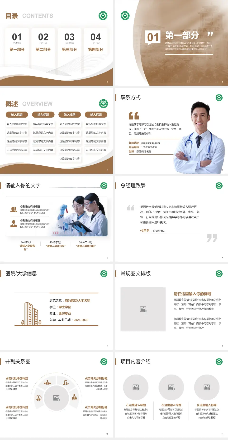 陕西省中医医院会议与研讨会PPT模板4:3格式幻灯片预览图2