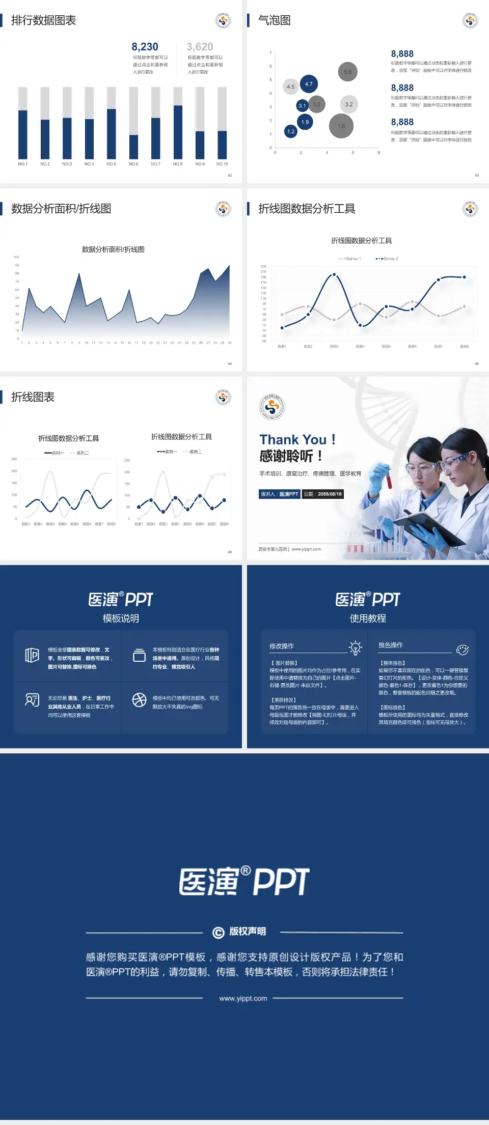 西安市第九医院科研成果展示PPT模板4:3格式幻灯片预览图6