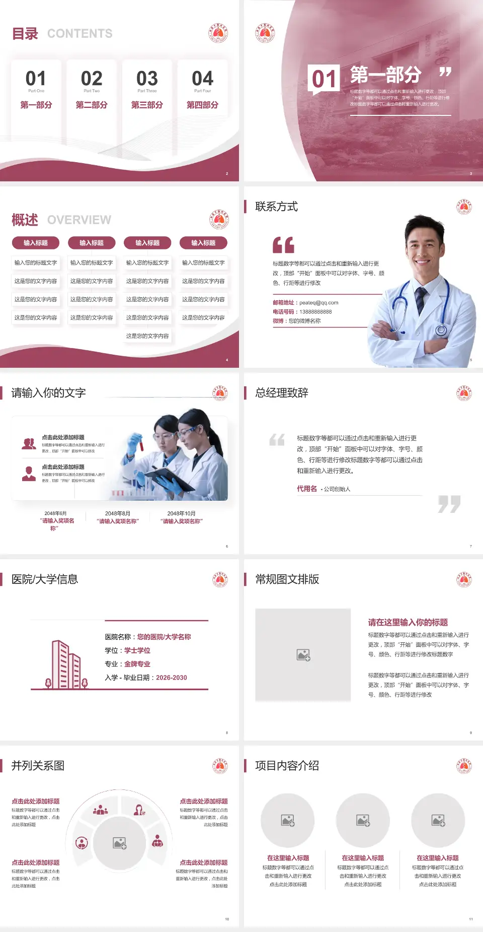 西安市胸科医院会议与研讨会PPT模板4:3格式幻灯片预览图2