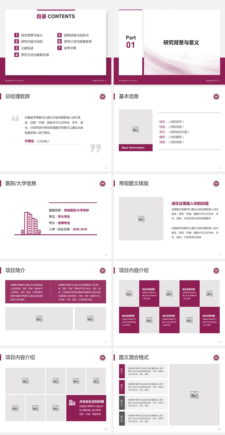 西北妇女儿童医院个人求职应聘简历PPT模板4:3格式幻灯片预览图2