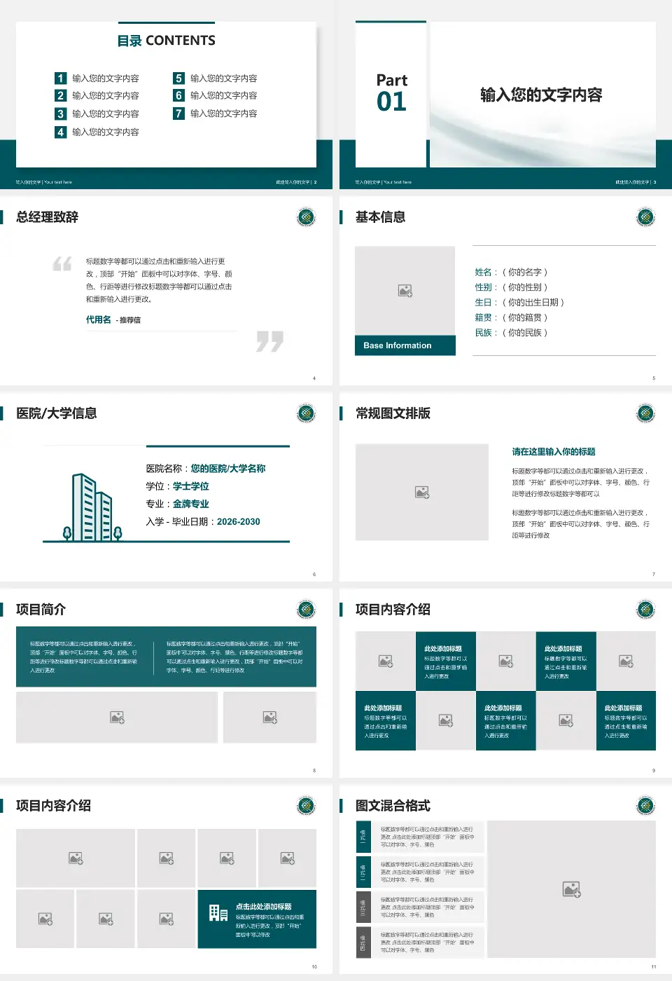西安市第八医院个人求职应聘简历PPT模板16:9格式幻灯片预览图2