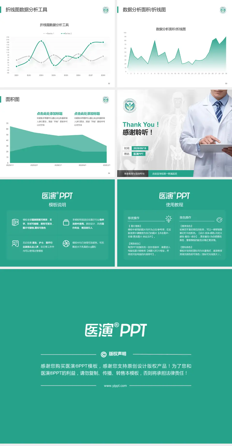 西安医学院第一附属医院患者教育与指导PPT模板4:3格式幻灯片预览图7