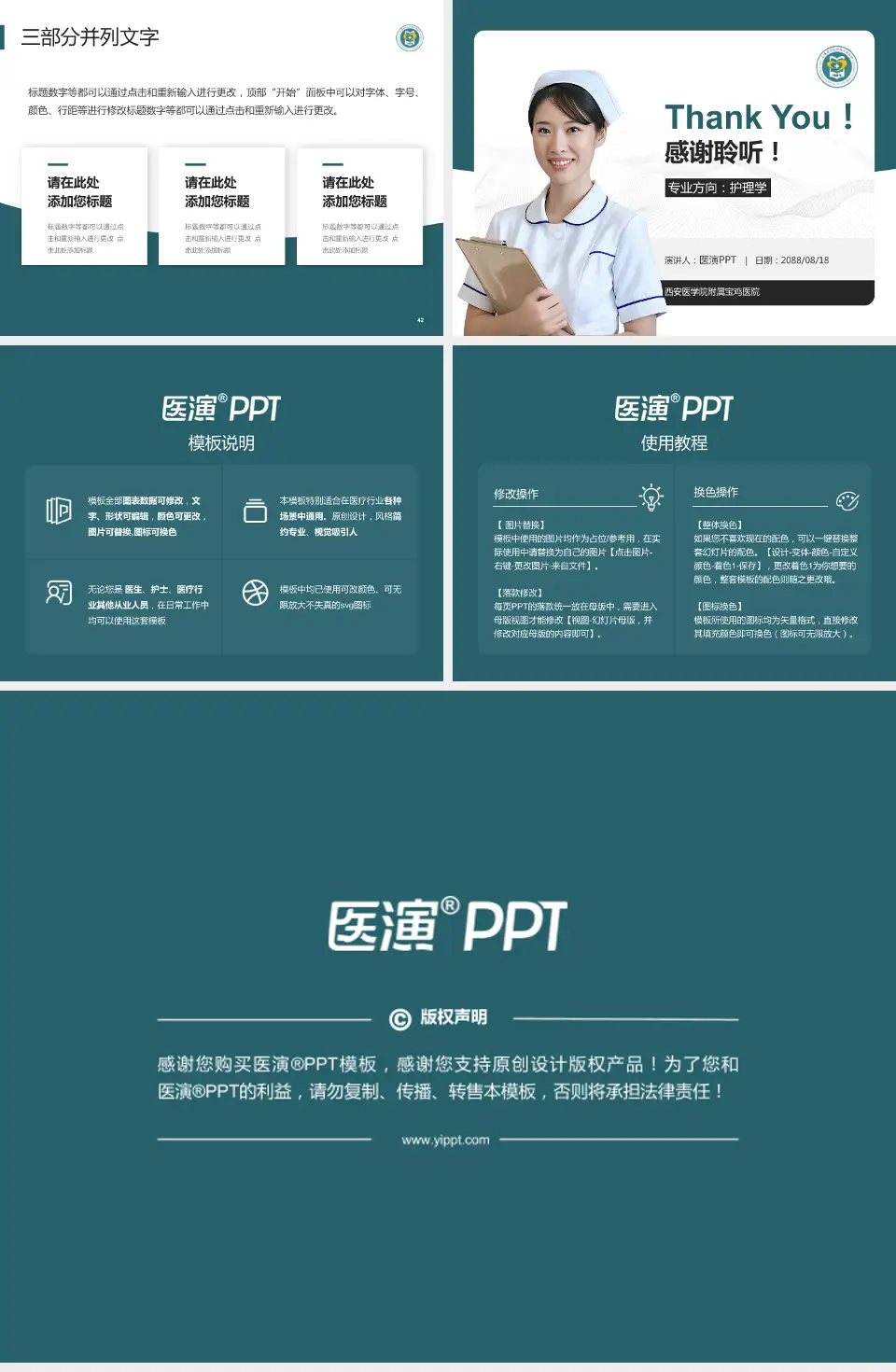 西安医学院附属宝鸡医院护理专业职业生涯规划PPT模板4:3格式幻灯片预览图6