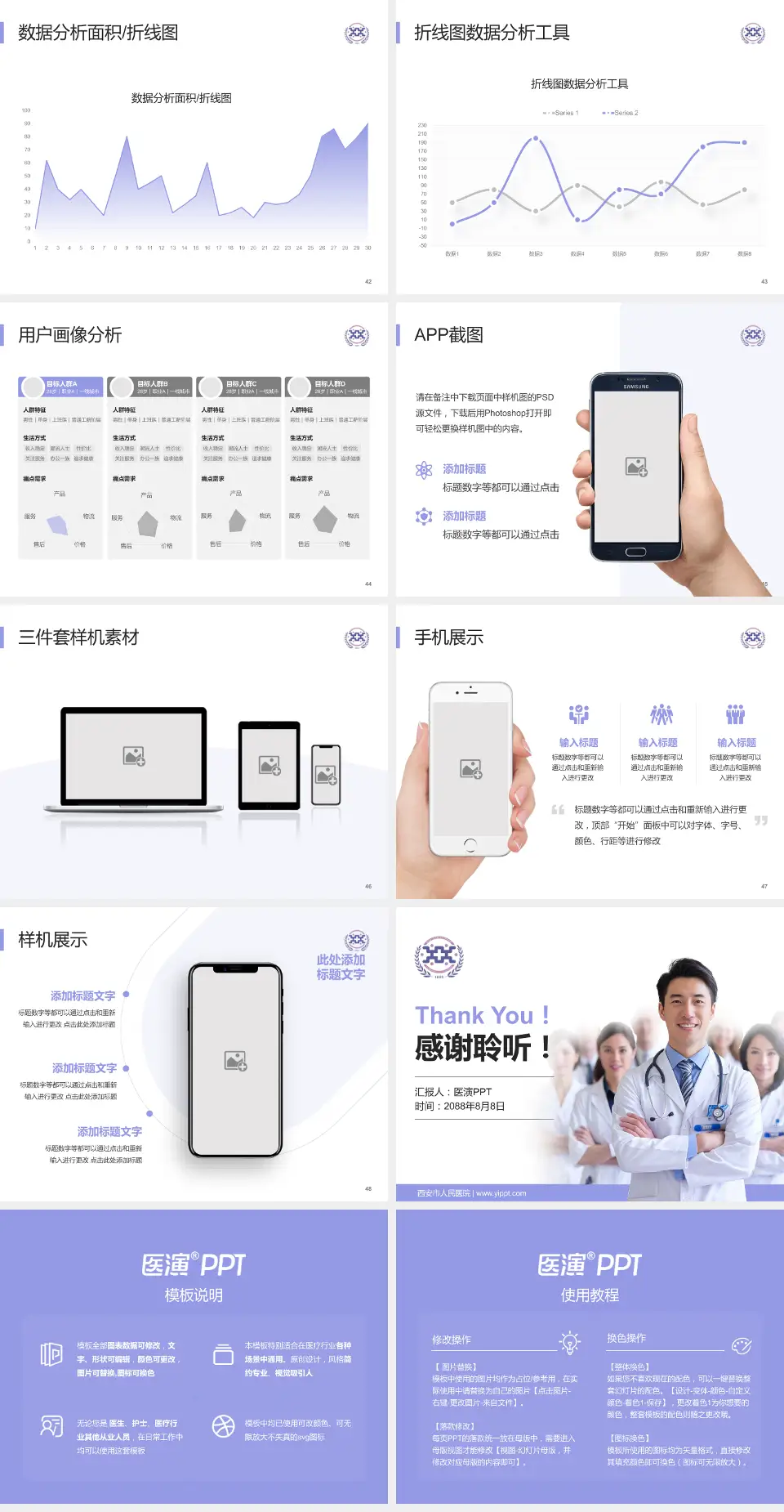 西安市人民医院科室介绍与推广PPT模板4:3格式幻灯片预览图6