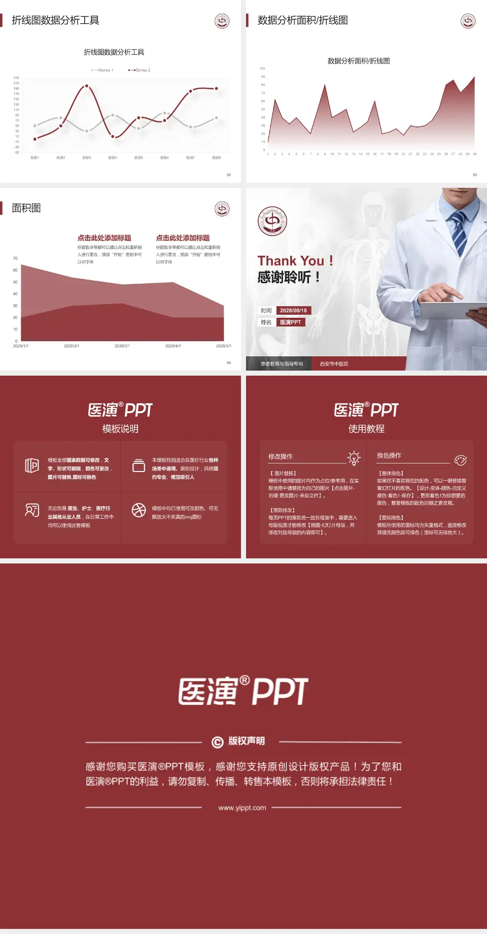 西安市中医院患者教育与指导PPT模板4:3格式幻灯片预览图7