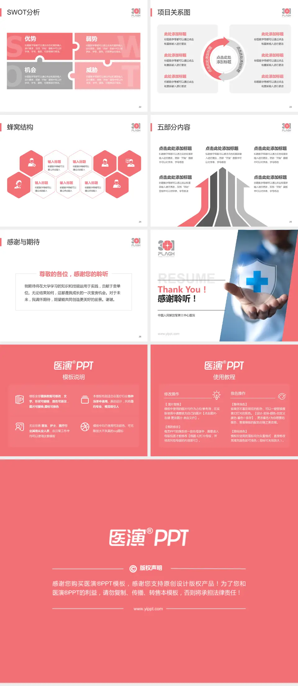 中国人民解放军第三中心医院个人求职应聘简历PPT模板4:3格式幻灯片预览图4