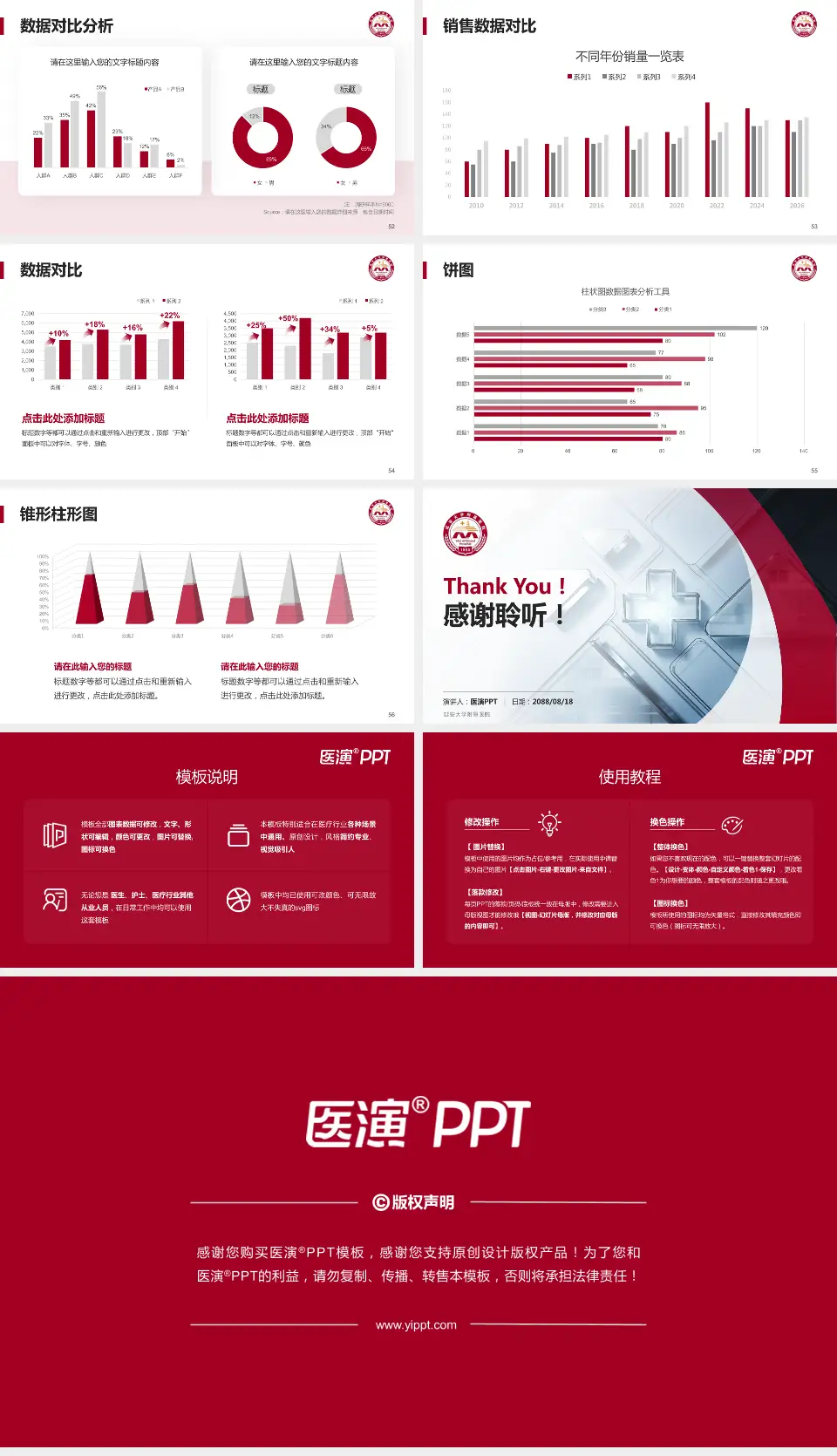 延安大学附属医院医疗行业比赛专用PPT模板16:9格式幻灯片预览图7