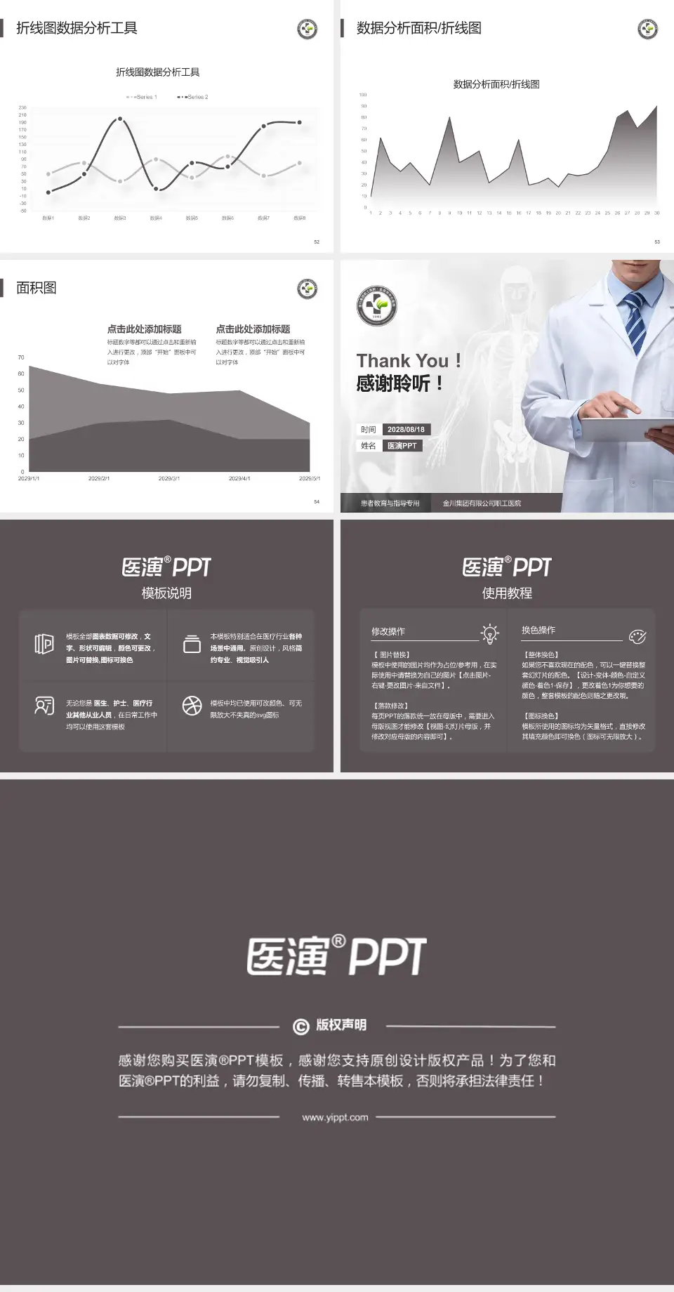 金川集团有限公司职工医院患者教育与指导PPT模板4:3格式幻灯片预览图7