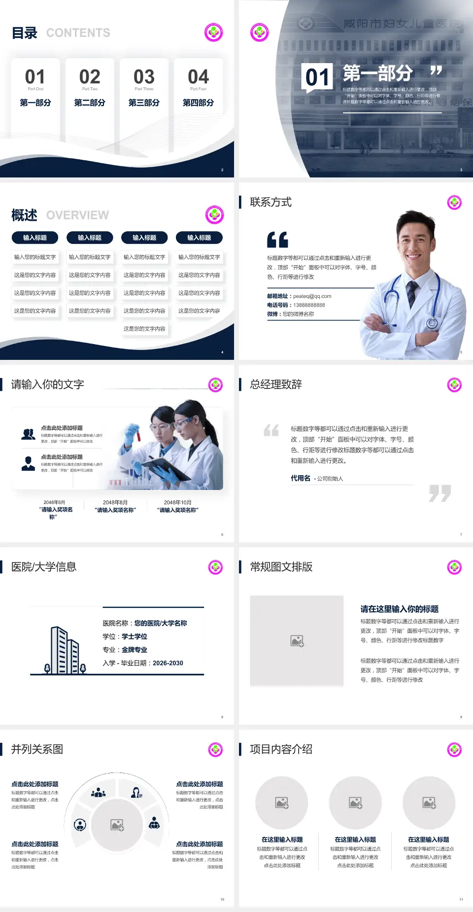 咸阳市妇幼保健院会议与研讨会PPT模板4:3格式幻灯片预览图2