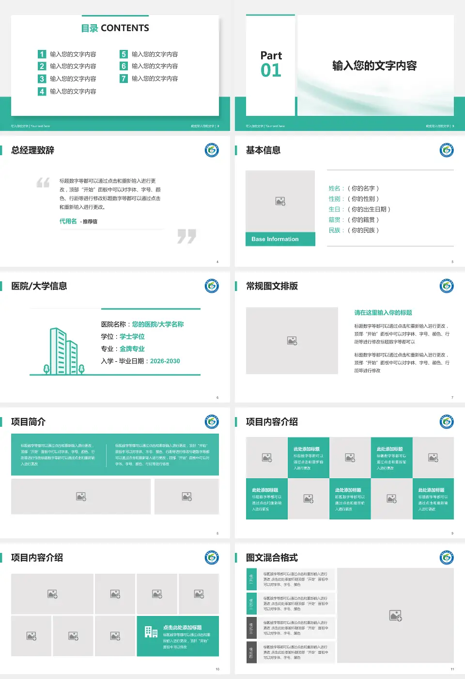 马鞍山市人民医院个人求职应聘简历PPT模板16:9格式幻灯片预览图2