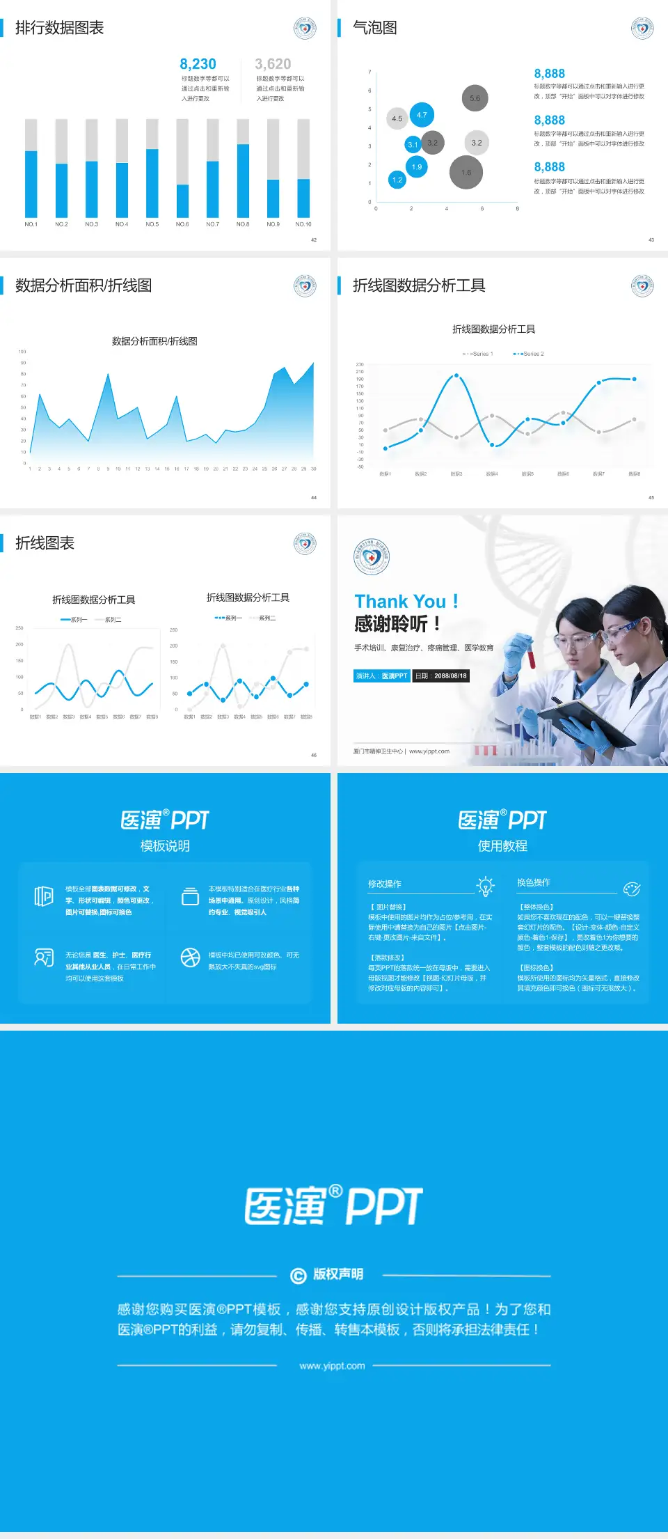 厦门市精神卫生中心科研成果展示PPT模板4:3格式幻灯片预览图6