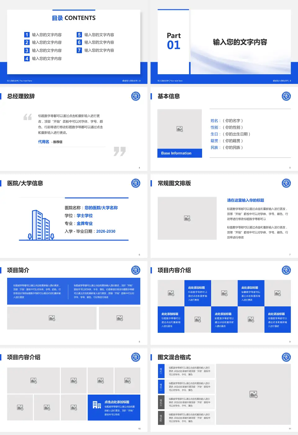 马鞍山市中心医院个人求职应聘简历PPT模板16:9格式幻灯片预览图2