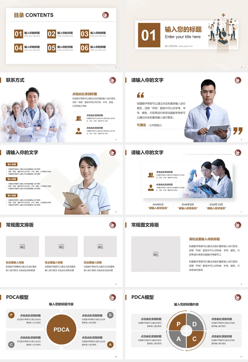 厦门市中医院品管圈PDCA演示专用PPT模板16:9格式幻灯片预览图2