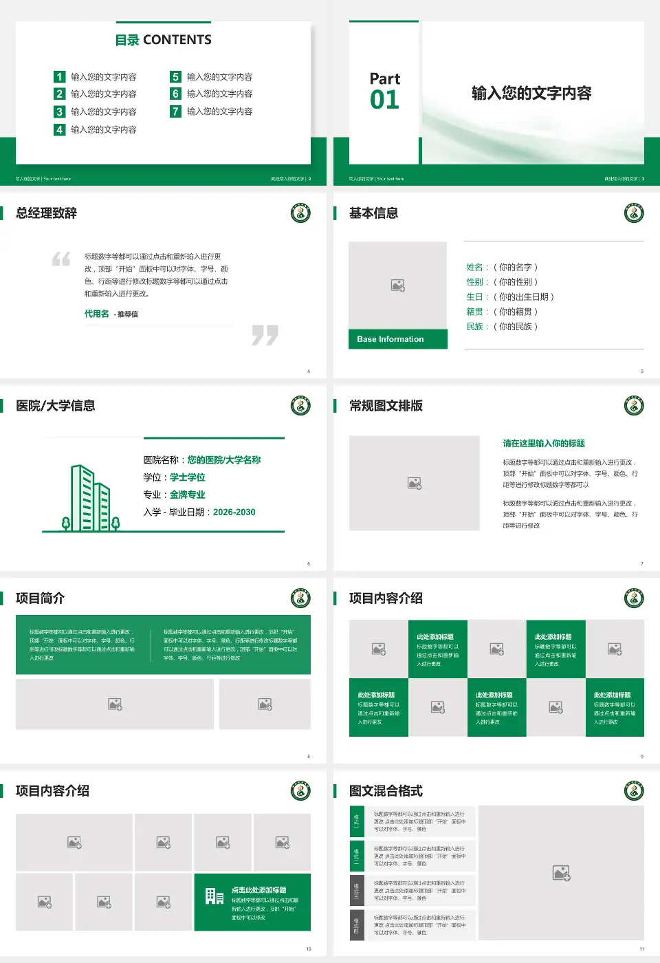 福州市中医院个人求职应聘简历PPT模板16:9格式幻灯片预览图2