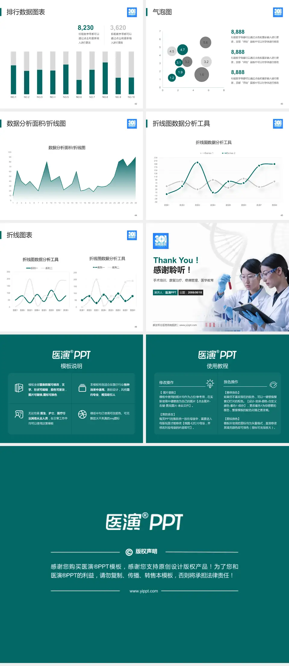 解放军总医院海南医院科研成果展示PPT模板4:3格式幻灯片预览图6