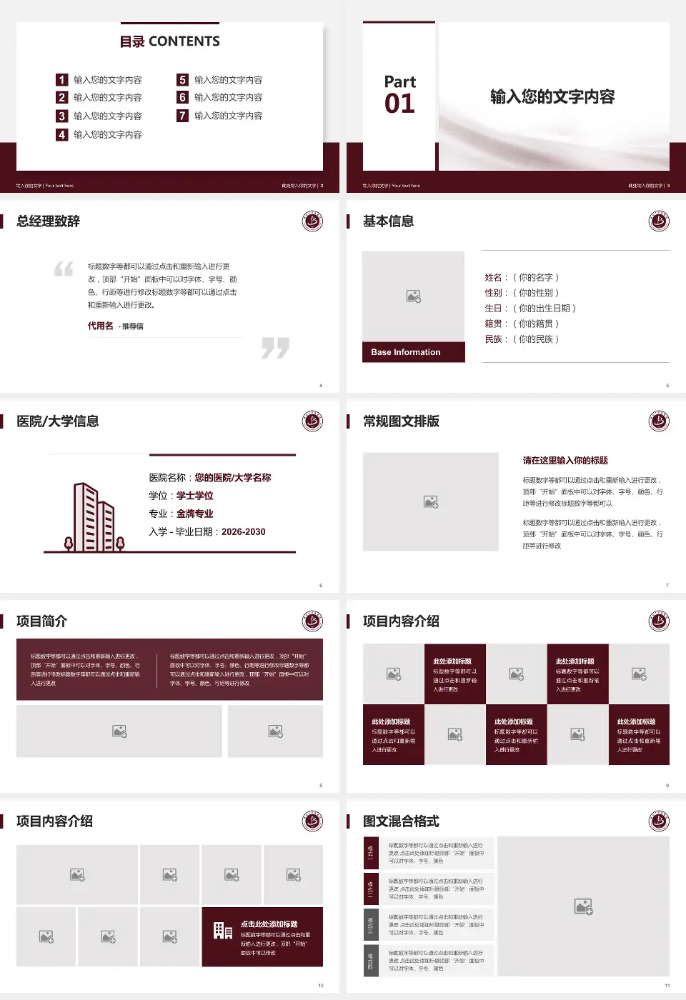淮北市中医医院个人求职应聘简历PPT模板16:9格式幻灯片预览图2