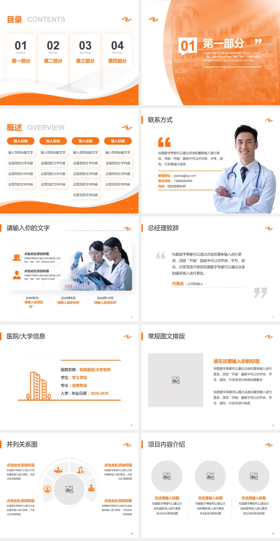 海南省眼科医院会议与研讨会PPT模板4:3格式幻灯片预览图2