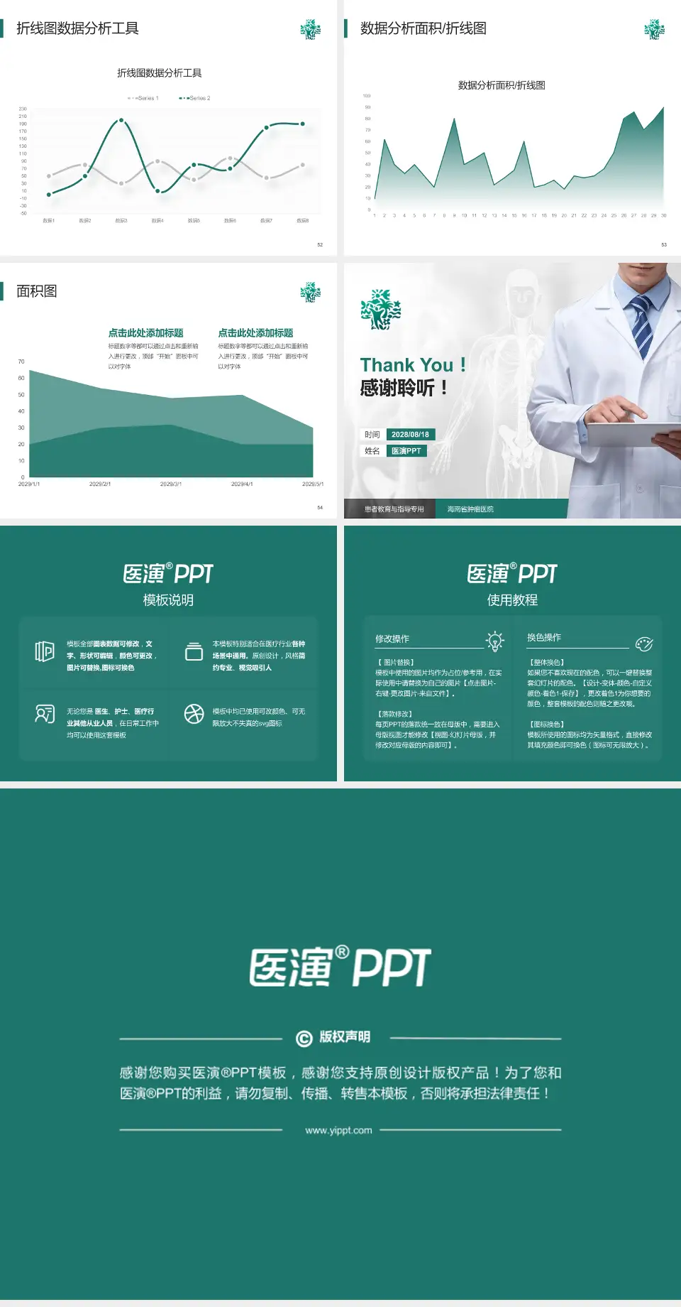 海南省肿瘤医院患者教育与指导PPT模板4:3格式幻灯片预览图7