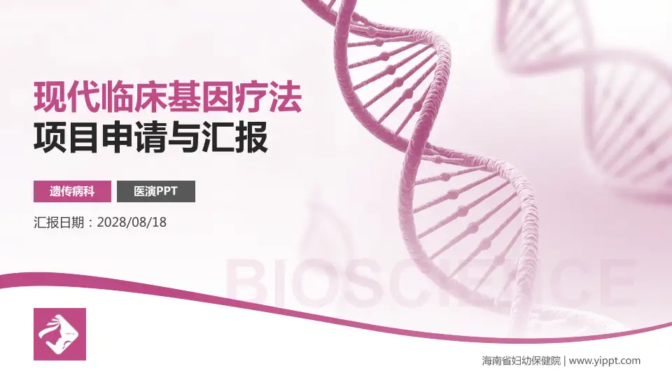 海南省妇幼保健院项目申请与汇报PPT模板16:9格式PPT封面效果预览图