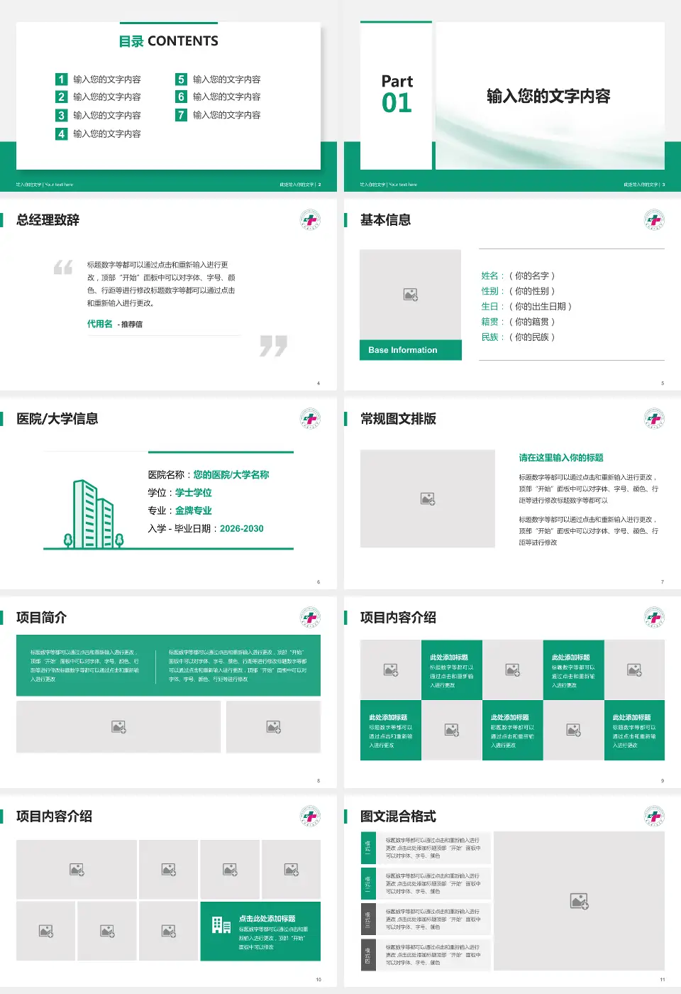 太和县人民医院个人求职应聘简历PPT模板16:9格式幻灯片预览图2