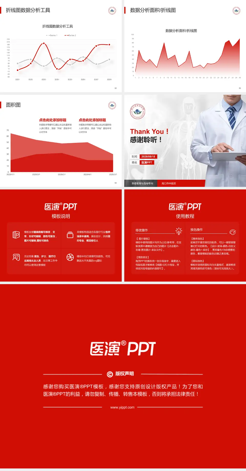 海口市中医院患者教育与指导PPT模板4:3格式幻灯片预览图7