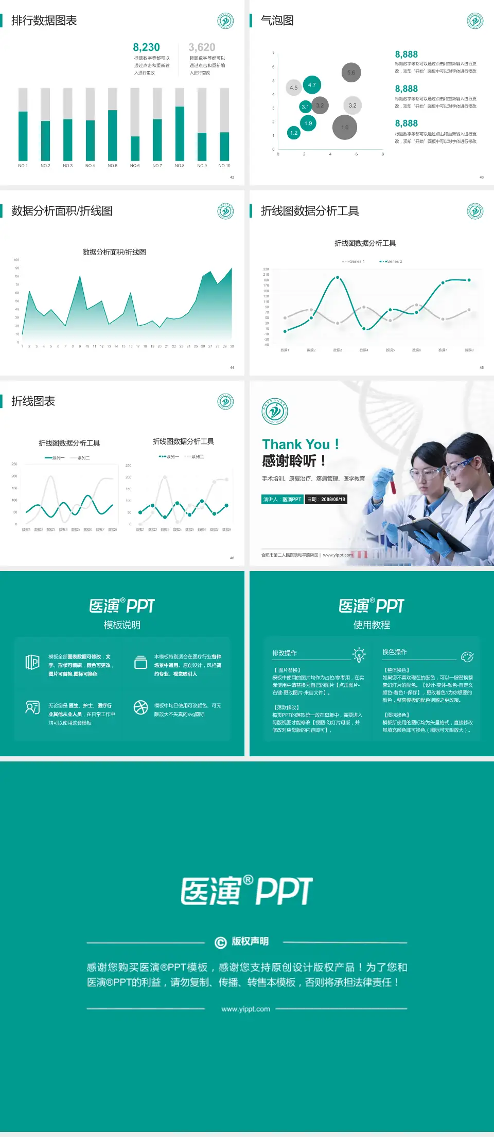 合肥市第二人民医院和平路院区科研成果展示PPT模板4:3格式幻灯片预览图6