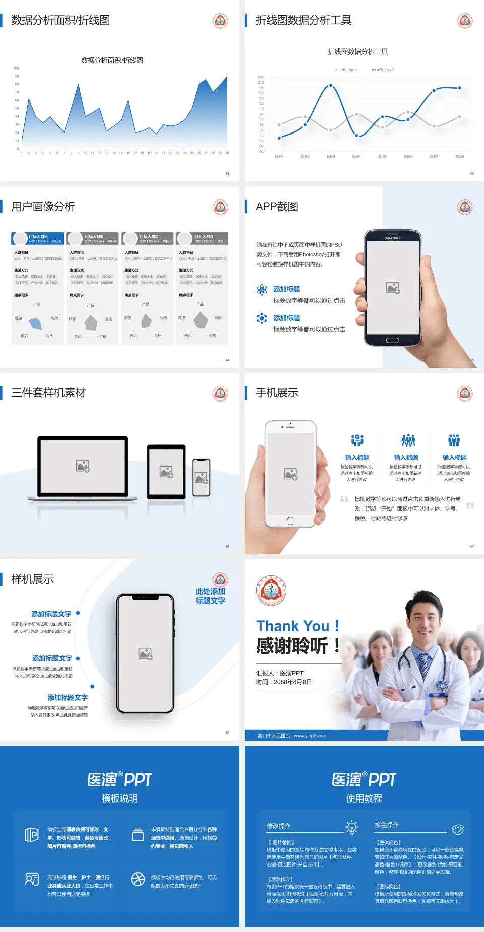 海口市人民医院科室介绍与推广PPT模板4:3格式幻灯片预览图6