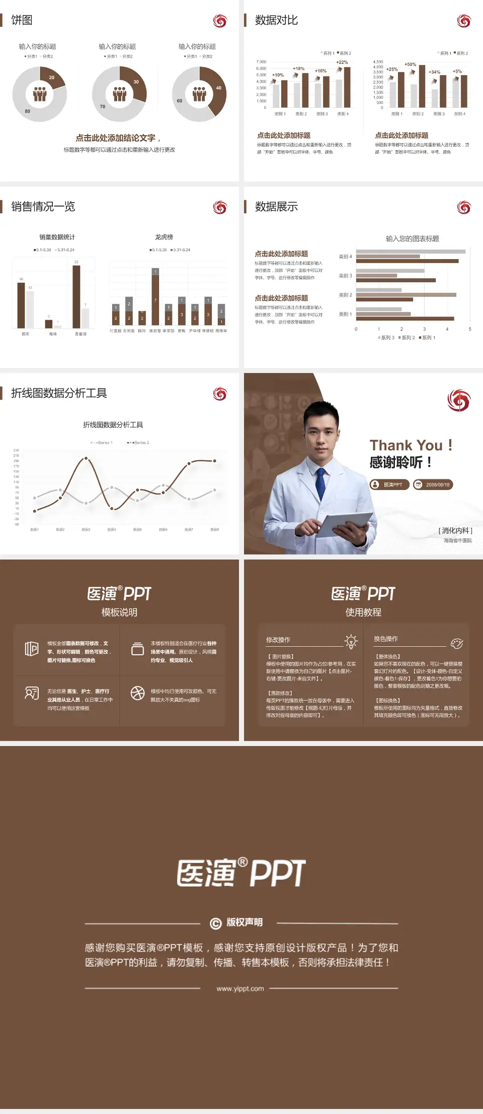 海南省中医院病例分享与讨论PPT模板4:3格式幻灯片预览图4