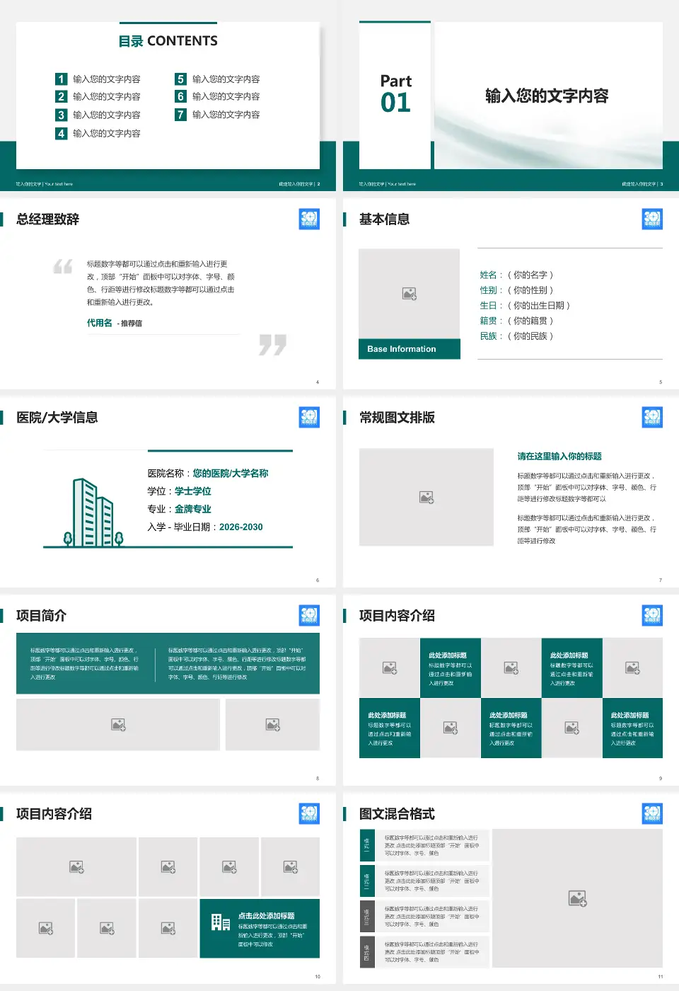 解放军总医院海南医院个人求职应聘简历PPT模板16:9格式幻灯片预览图2