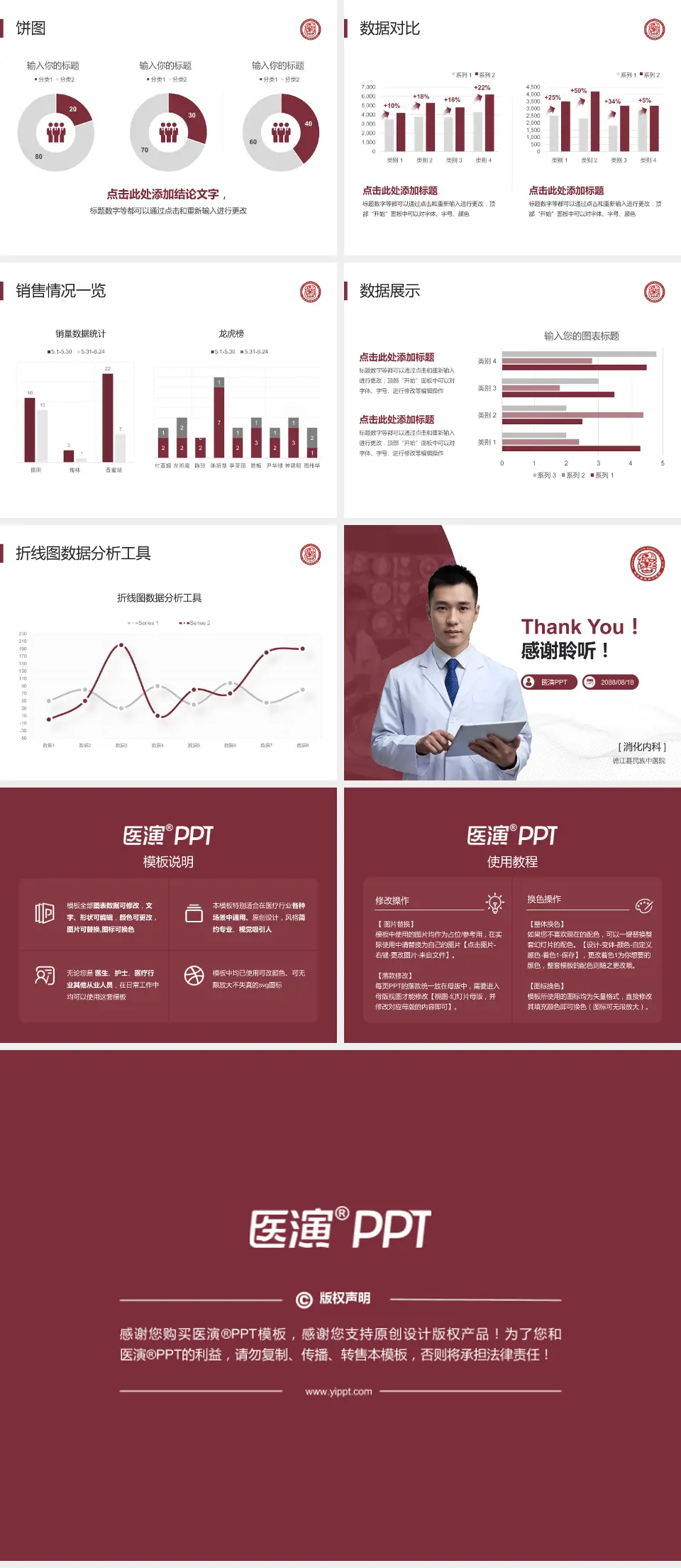 德江县民族中医院病例分享与讨论PPT模板4:3格式幻灯片预览图4