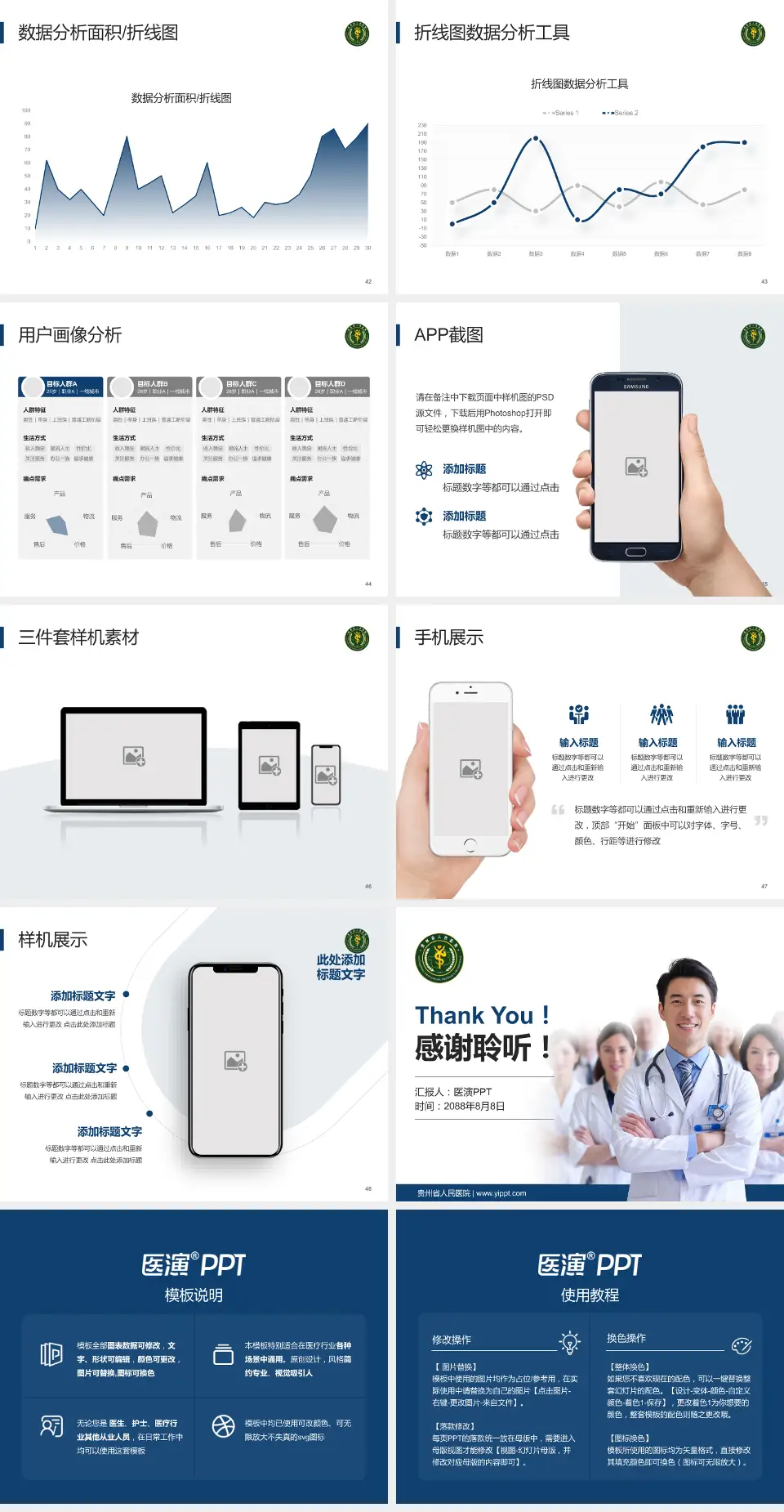 贵州省人民医院科室介绍与推广PPT模板4:3格式幻灯片预览图6