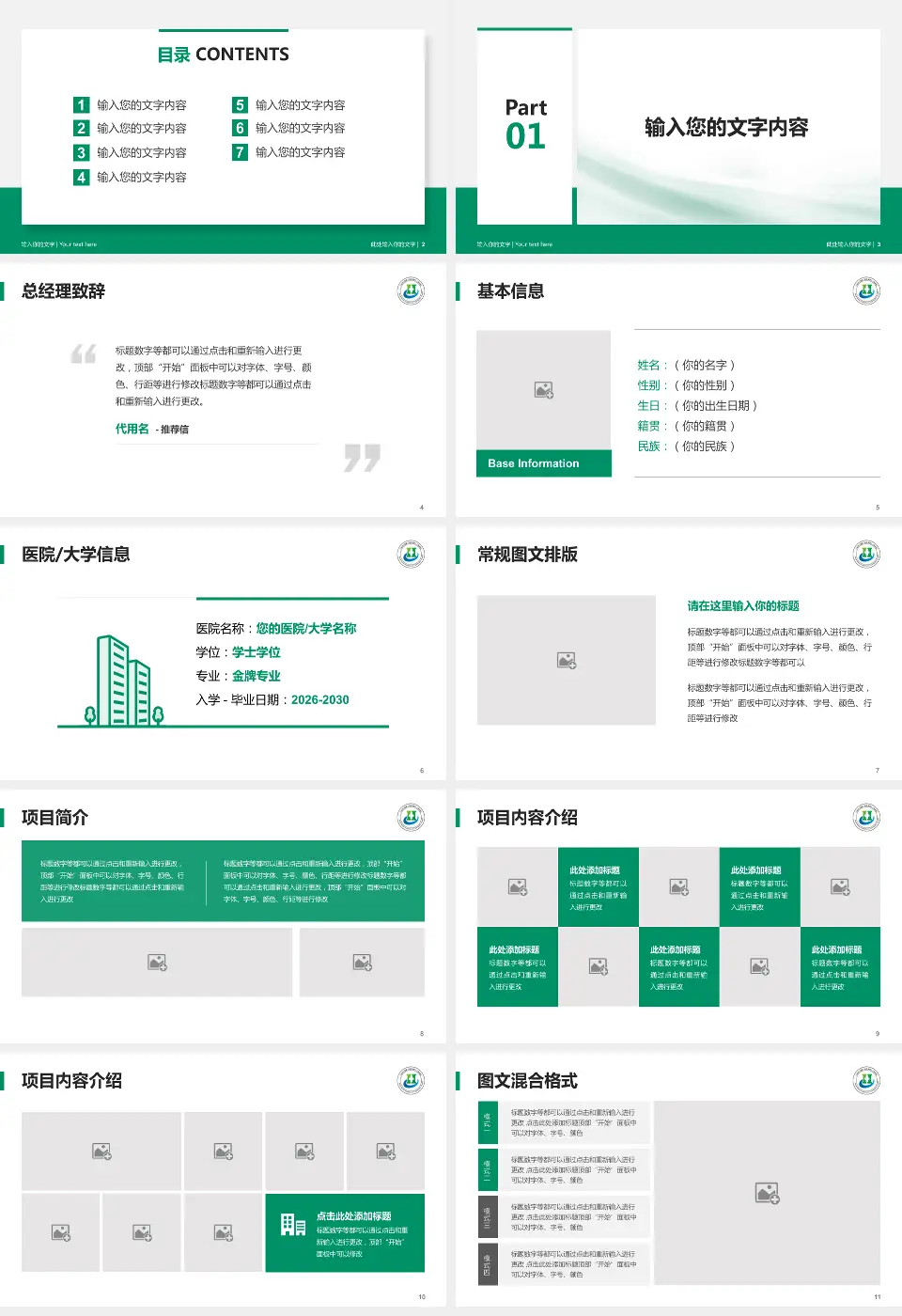 三亚中心医院个人求职应聘简历PPT模板16:9格式幻灯片预览图2