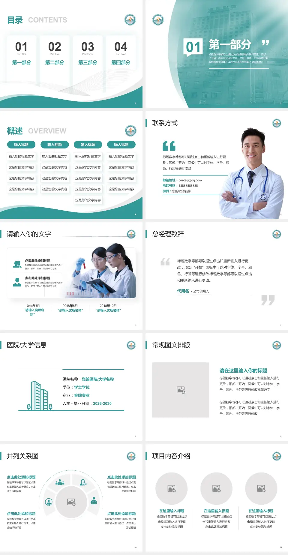遵义医科大学附属医院会议与研讨会PPT模板4:3格式幻灯片预览图2