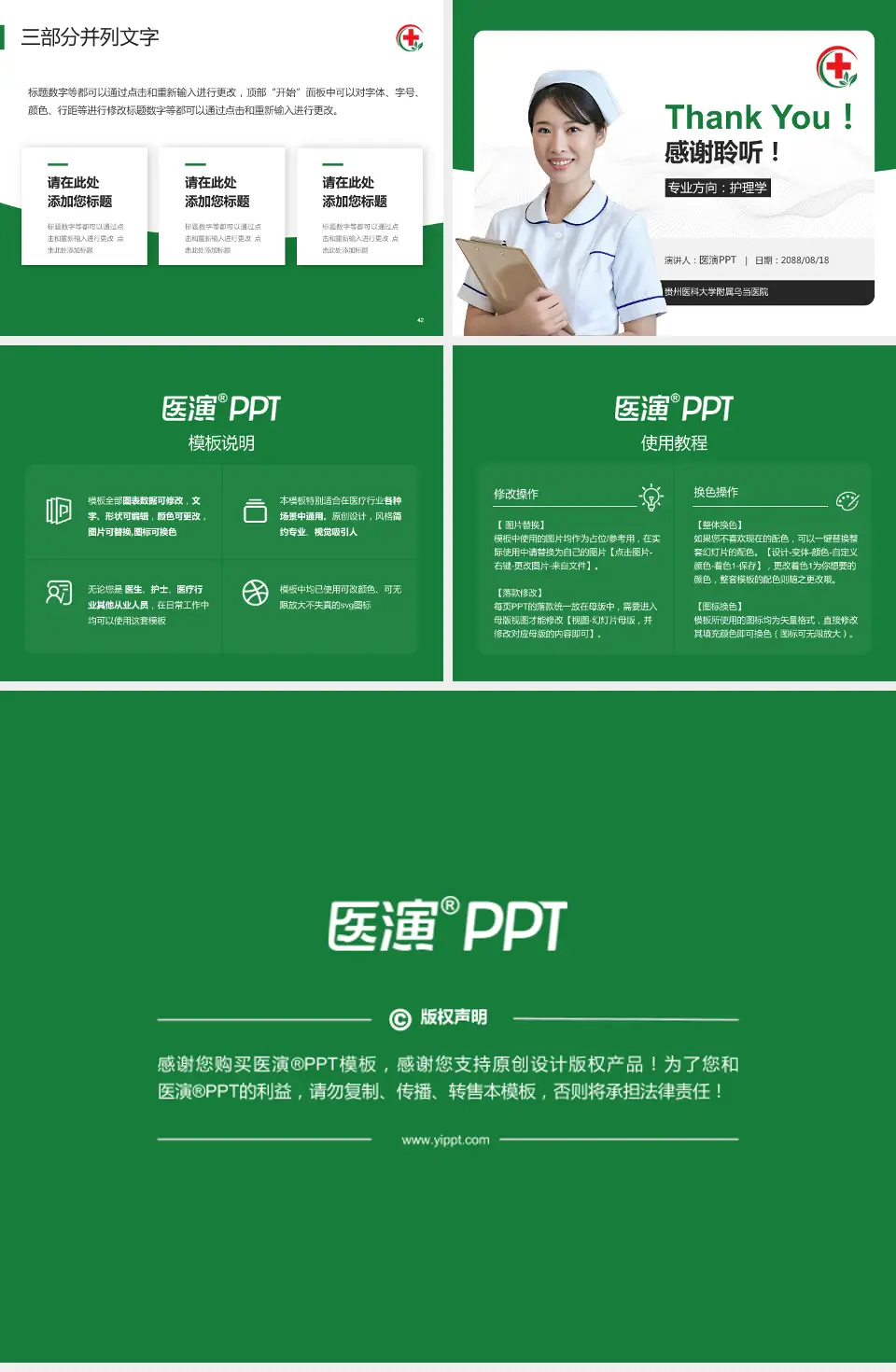 贵州医科大学附属乌当医院护理专业职业生涯规划PPT模板4:3格式幻灯片预览图6