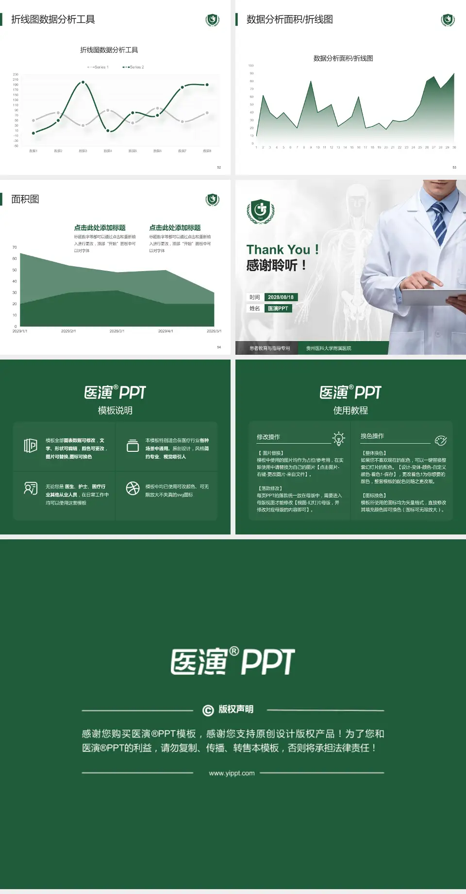 贵州医科大学附属医院患者教育与指导PPT模板4:3格式幻灯片预览图7